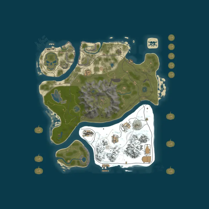 Map of LuffyRust Texas USA - 10xPvE|NoBP|Kits|Skins|Backpacks|Purge No