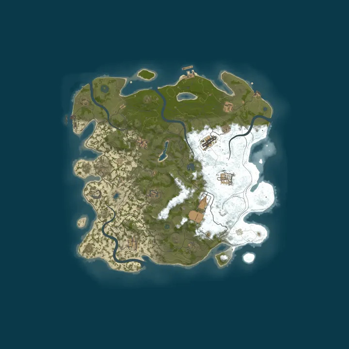 Map of NEVERLAND X100 PVE, custom weapons, raidable bases, abandoned b