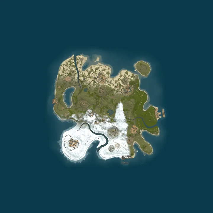 Map of RAVE RUST • X50 | BARREN | FPS+ | MAX 5 | LOOT+ | KITS | SKIN