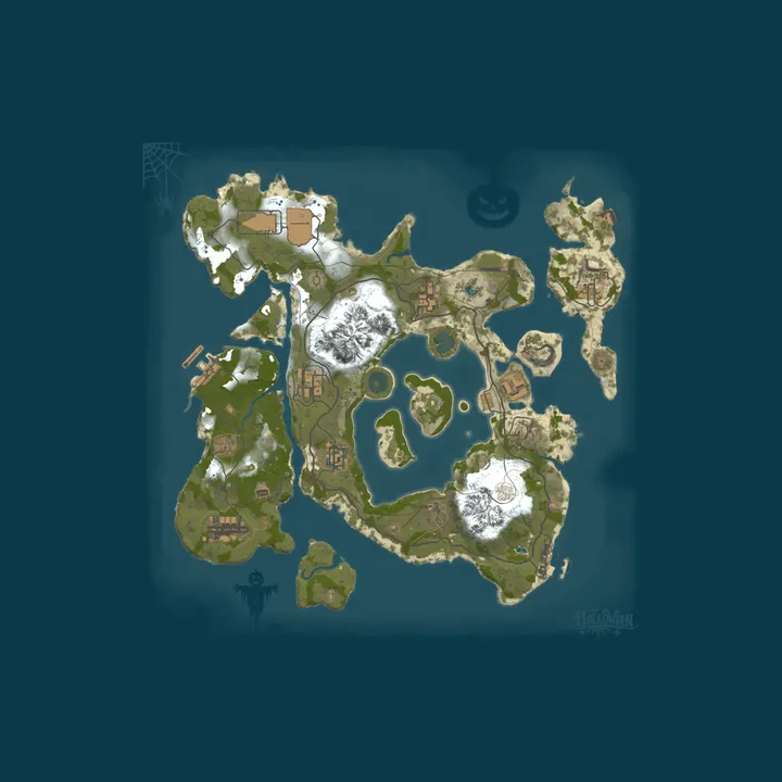 Map of Clear as Rust | 2x PvE | SkillTree | Raidable Bases | Dungeons 